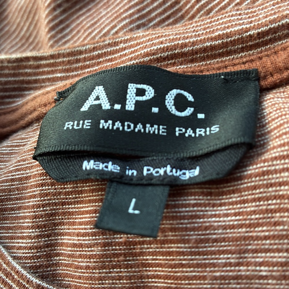 A.P.C. 100% cotton luxury European brand striped shirt from Bergdorf Goodman - Picture 9 of 10